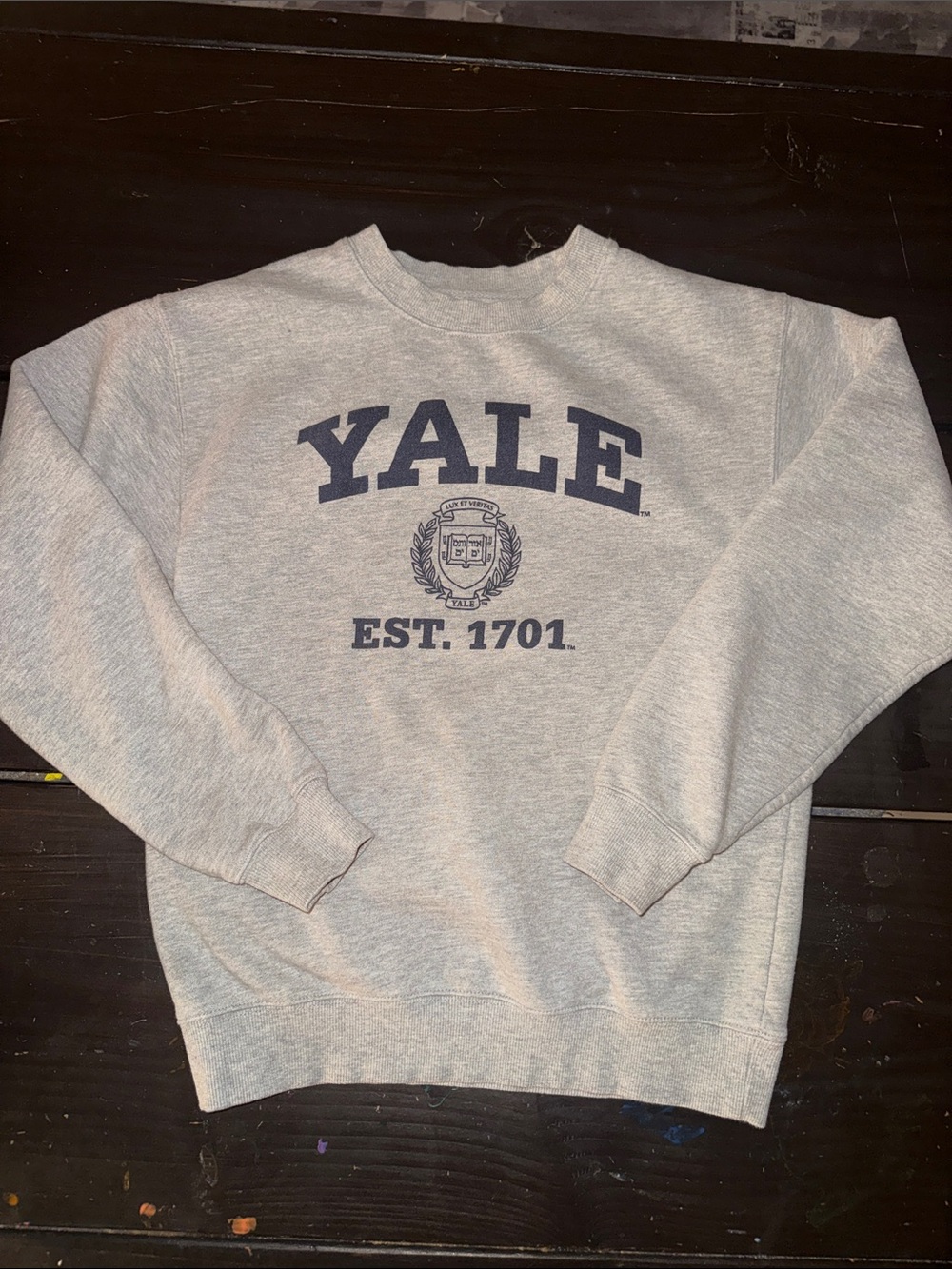 Yale Gray Crewneck Sweatshirt with Crest
